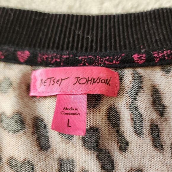 Betsy Johnson Large V Neck Long Sleeve Animal Print Cheetah Pullover Top - Picture 4 of 10